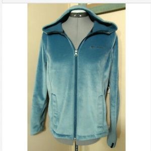 COLUMBIA Velour Hoodie Jacket S Dusty Blue warm!
